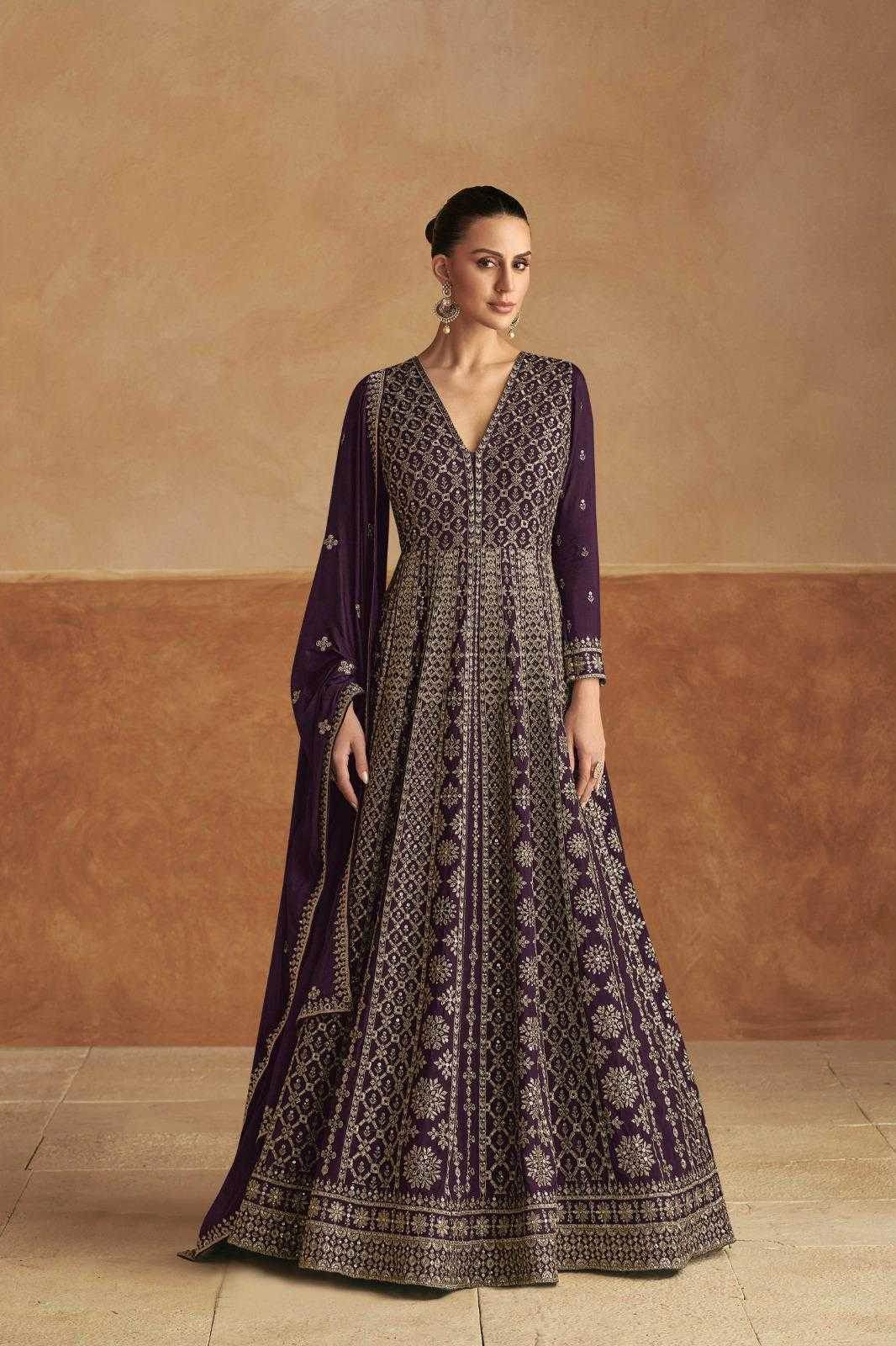 Chinon Embroidery Anarkali Gown - MYLUXURY LANE ENTERPRISE